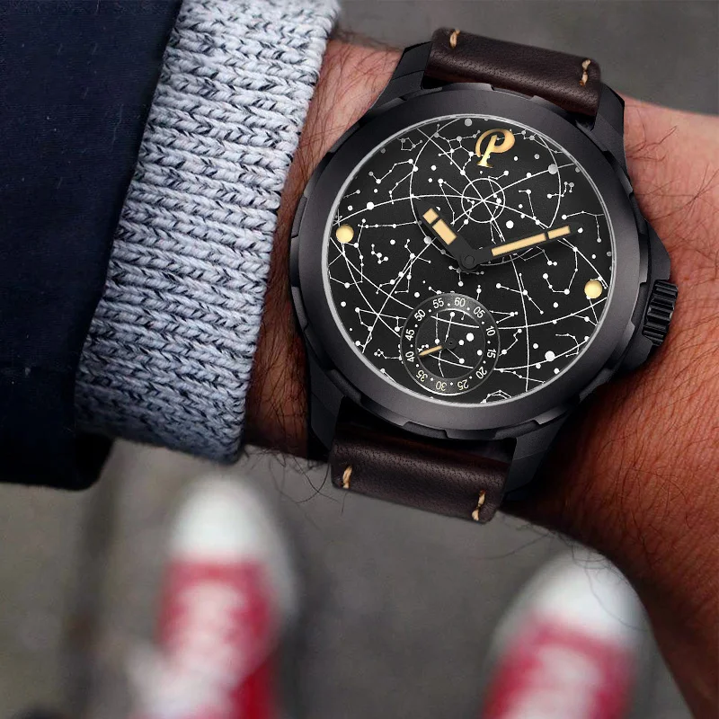 New Fashion Parnis 44mm sidabrinis dėklas Šviečiantis vyriškas laikrodis Safyro stiklo rankomis apvyniojami mechaniniai rankiniai laikrodžiai 2023 m. populiariausias prabangus prekės ženklas Nuotrauka 3