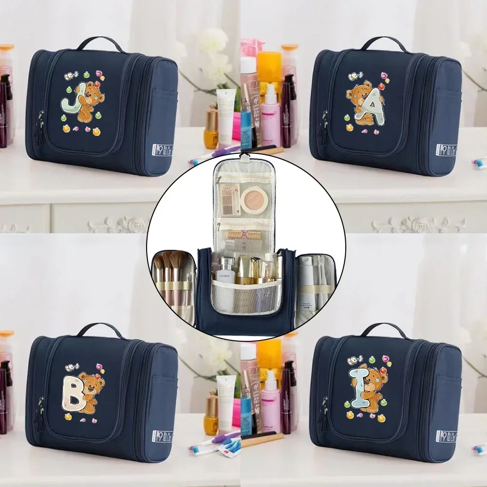 Skalbimas Tualeto reikmenų rinkiniai Laikymo krepšiai Unisex kosmetikos krepšys Pakabinamas kelionių organizatoriaus krepšys Lokys Laiško raštas Moterų kelioniniai makiažo krepšiai Nuotrauka 0