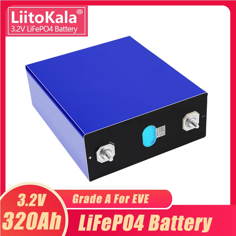 4PCS LiitoKala 3.2V 320Ah ląstelės Visiškai nauja 48V Lifepo4 320Ah baterija 310Ah A klasės 48V 24V įkraunama baterija su šynomis Nuotrauka 2