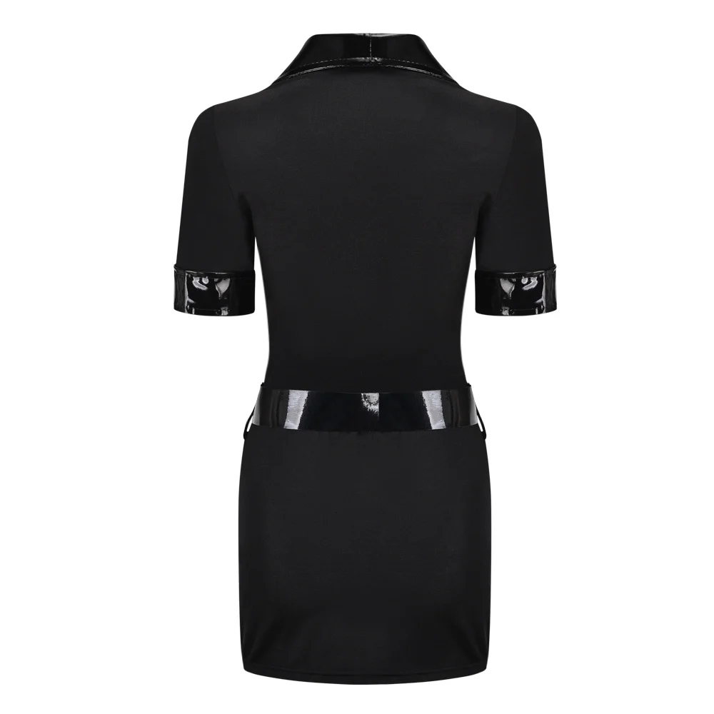 S-XXXL Seksualus juodas policijos uniformos kostiumas suaugusioms moterims Helovino policininkai policininkai Cosplay suknelė Nuotrauka 3
