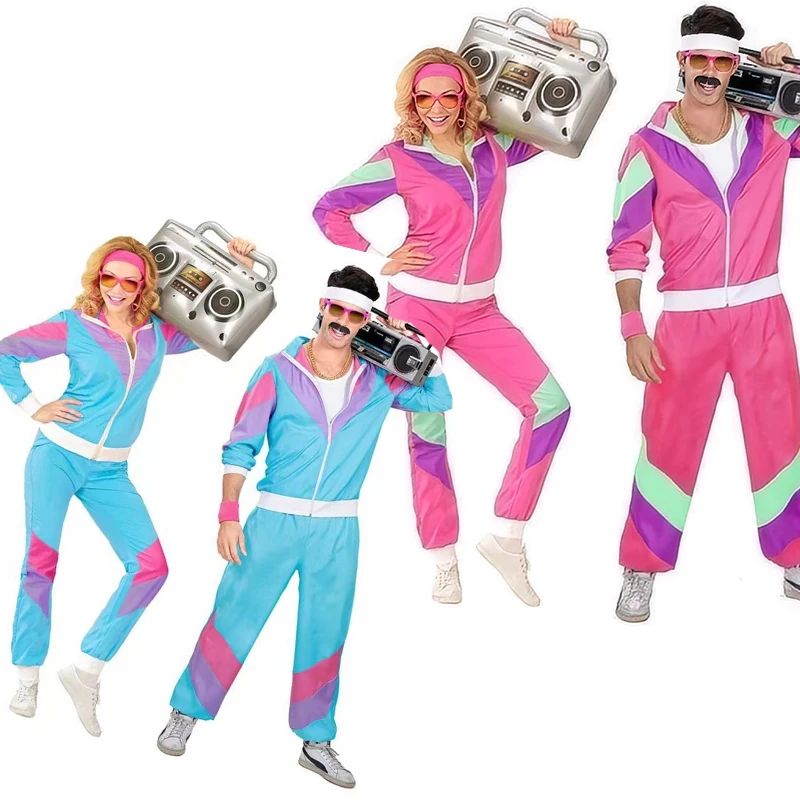 Poros Retro hipių kostiumai Vyrai Moterys Karnavalas Helovino vakarėlis 70s 80s Roko hiphopo diskotekos drabužių kostiumas Cosplay apranga Nuotrauka 0