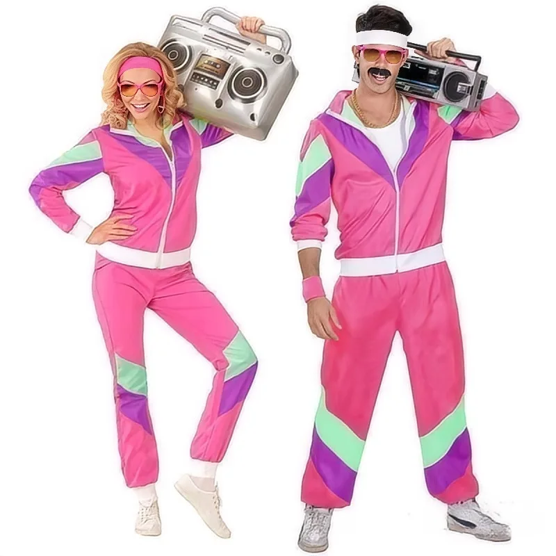 Poros Retro hipių kostiumai Vyrai Moterys Karnavalas Helovino vakarėlis 70s 80s Roko hiphopo diskotekos drabužių kostiumas Cosplay apranga Nuotrauka 1