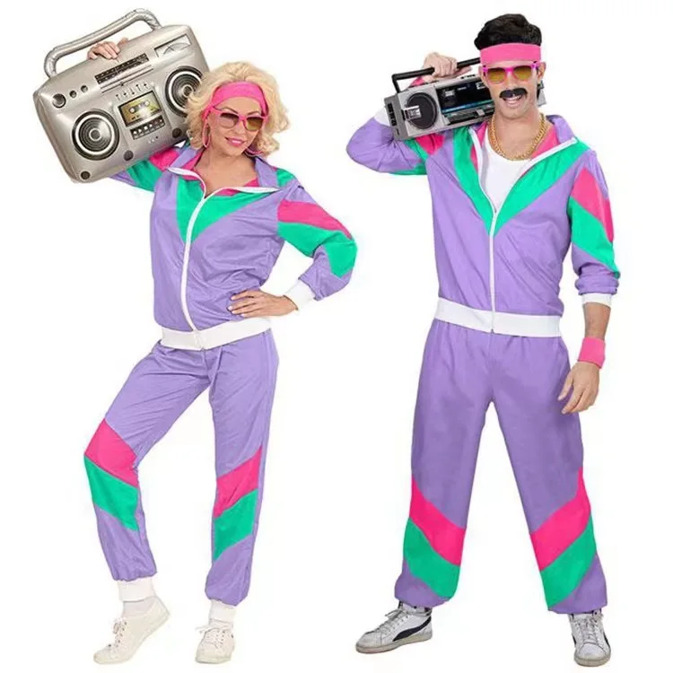 Poros Retro hipių kostiumai Vyrai Moterys Karnavalas Helovino vakarėlis 70s 80s Roko hiphopo diskotekos drabužių kostiumas Cosplay apranga Nuotrauka 2