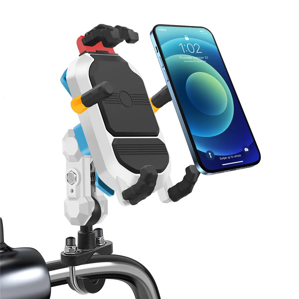 Spalvingas universalus telefono laikiklis su saulės gaubtu Rotuojamas motociklas E-dviratis Smūgius sugeriantis telefono laikiklis Rankenos strypas Nuotrauka 0