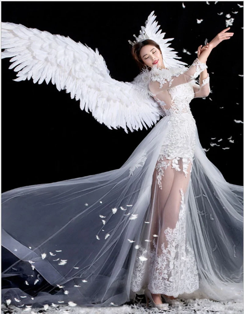 Pure Black angel feather wing adult model runway apatinių drabužių šou festivalio vakarėlio sparnai Kalėdų vestuvės Nuotrauka 3