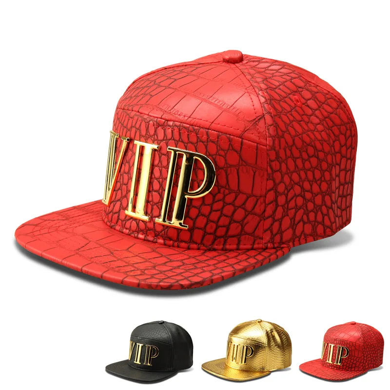 Aukštos kokybės mados HipHop vyrai\moterys Vip beisbolo kepuraitės PU odinės laisvalaikio kepurės Juoda\ Auksas\Raudonas kaulas Snapback BOX paketas Nuotrauka 1