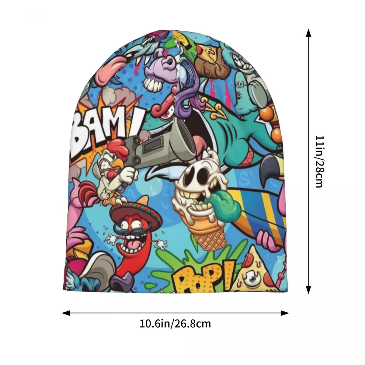 Urban Pattern Hip Hop Skullies Beanies Hats Graffiti Casual Unisex Street Caps Warm Dual-Use Bonnet Hats Nuotrauka 1