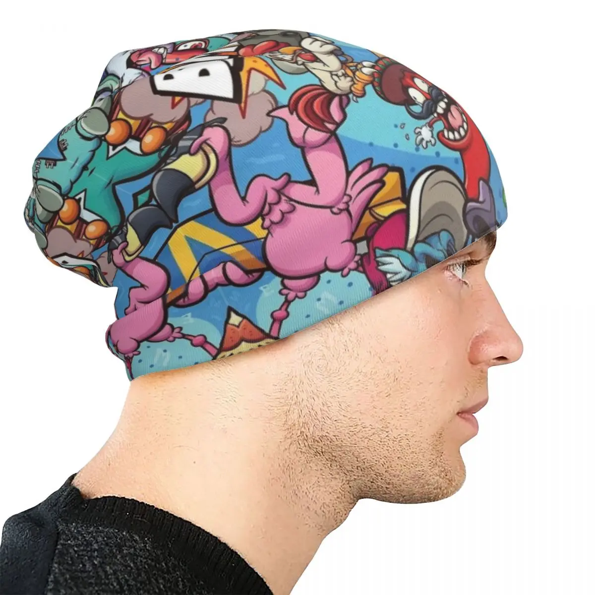 Urban Pattern Hip Hop Skullies Beanies Hats Graffiti Casual Unisex Street Caps Warm Dual-Use Bonnet Hats Nuotrauka 3