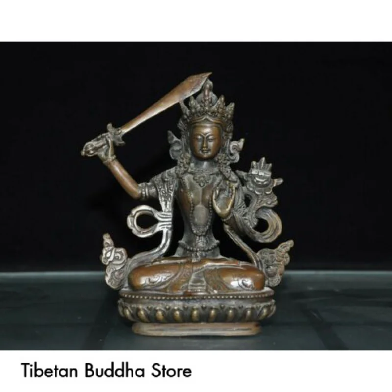 Senasis Tibeto budizmas bronzinis Laikykite kardą Tara Kwan-Yin GuanYin deivės Budos statula Nuotrauka 0