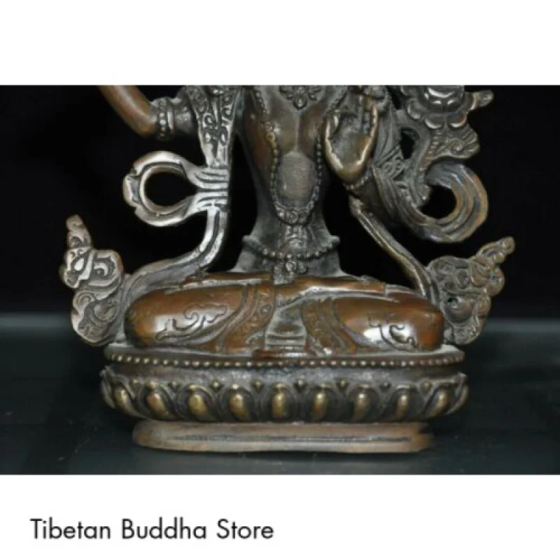 Senasis Tibeto budizmas bronzinis Laikykite kardą Tara Kwan-Yin GuanYin deivės Budos statula Nuotrauka 1