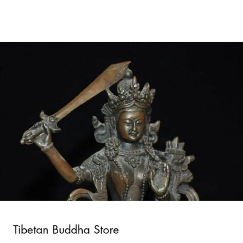 Senasis Tibeto budizmas bronzinis Laikykite kardą Tara Kwan-Yin GuanYin deivės Budos statula Nuotrauka 2