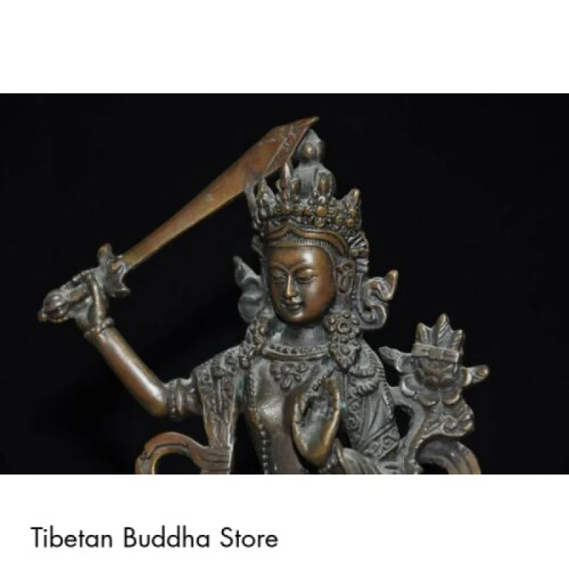 Senasis Tibeto budizmas bronzinis Laikykite kardą Tara Kwan-Yin GuanYin deivės Budos statula Nuotrauka 4