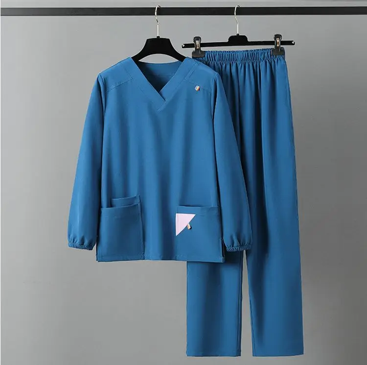 Medicininių drabužių trumpomis rankovėmis šveitikliai Slaugos kelnės Moterys Plonas ir lengvas audinys Elastinės medicininės uniformos Vasaros slaugytojų šveitiklių rinkiniai Nuotrauka 5