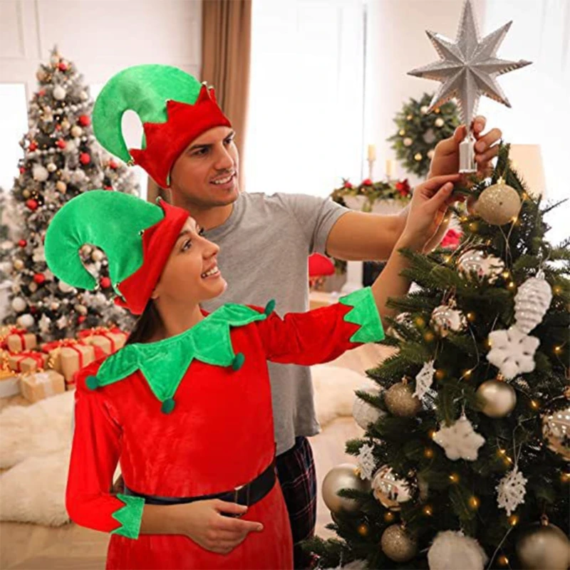Kalėdinė elfo suknelė Vaikiškas puošnus suknelės kostiumas, Vaikų kalėdinio elfo kostiumo komplektas Kalėdų vakarėliui Gimtadienio vakarėlis T8NB Nuotrauka 2
