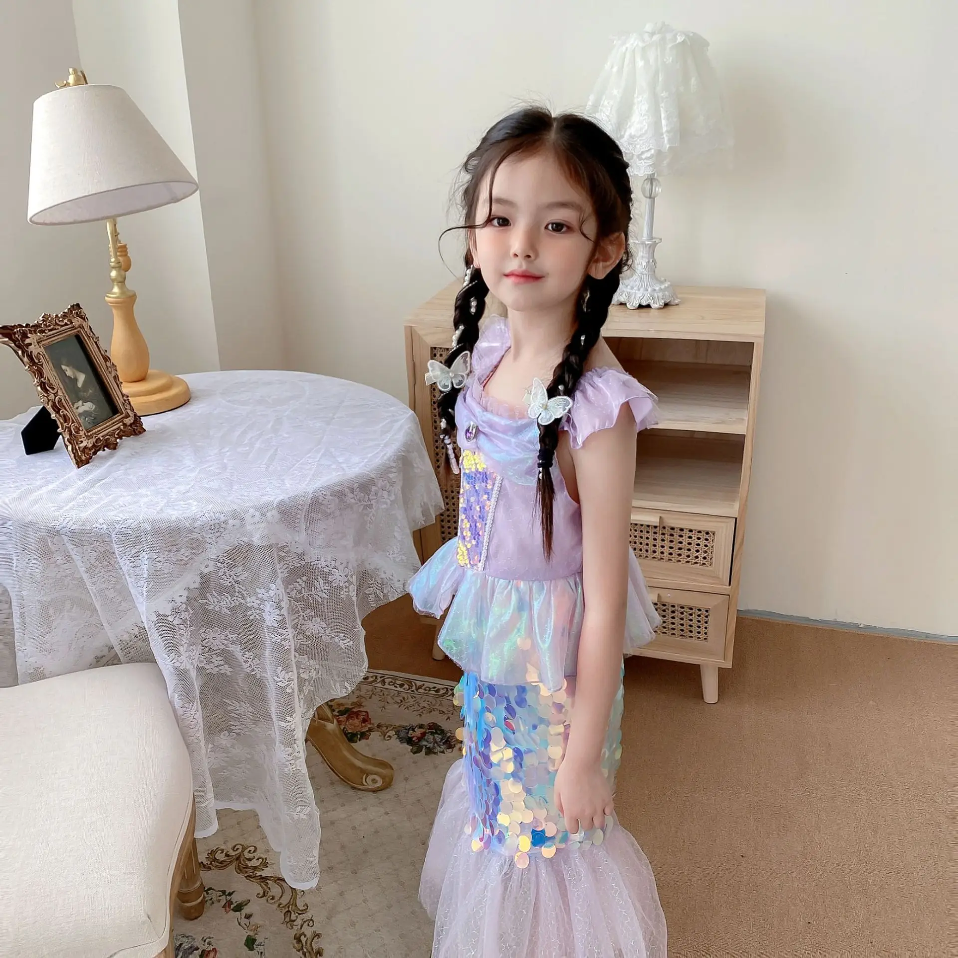 Mažoji undinėlė Ariel Princess kostiumas Suknelė vaikams Suknelė mergaitėms Helovinas Cosplay vaikų gimtadienio drabužiai Undinės suknelė Nuotrauka 1