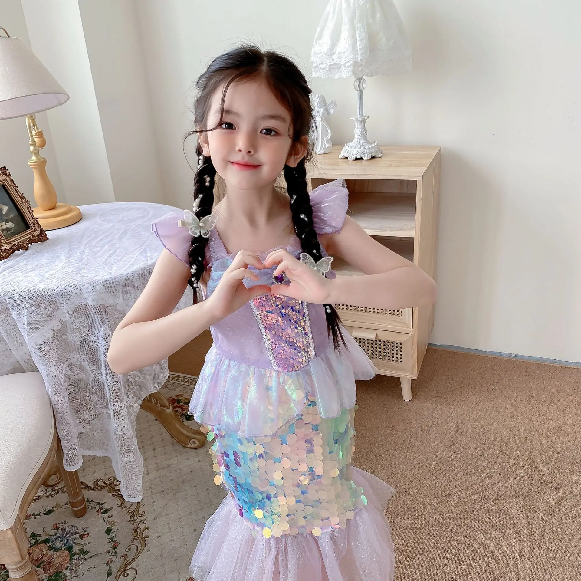 Mažoji undinėlė Ariel Princess kostiumas Suknelė vaikams Suknelė mergaitėms Helovinas Cosplay vaikų gimtadienio drabužiai Undinės suknelė Nuotrauka 2