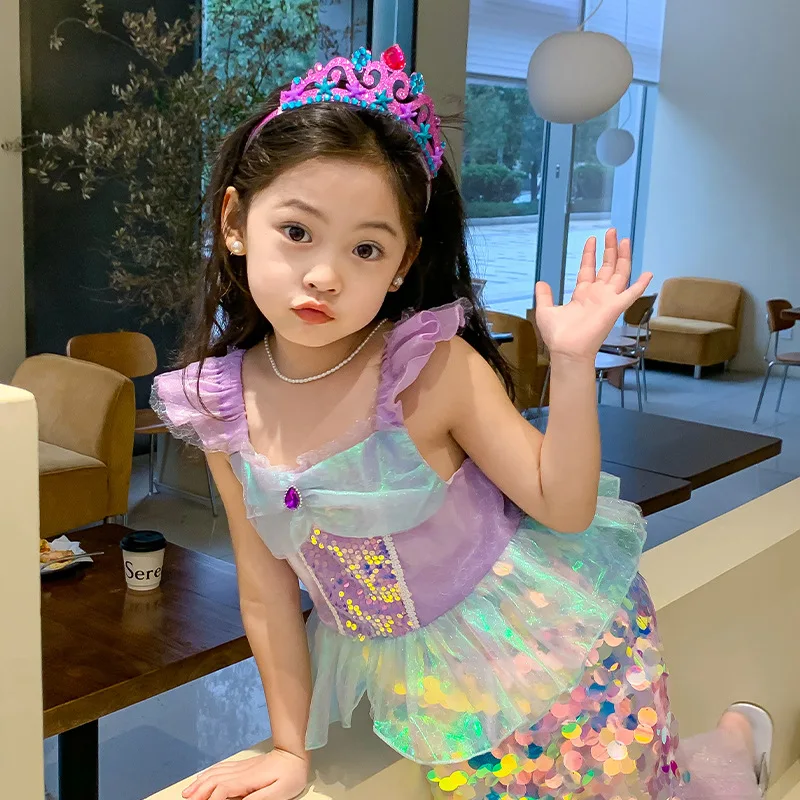 Mažoji undinėlė Ariel Princess kostiumas Suknelė vaikams Suknelė mergaitėms Helovinas Cosplay vaikų gimtadienio drabužiai Undinės suknelė Nuotrauka 4