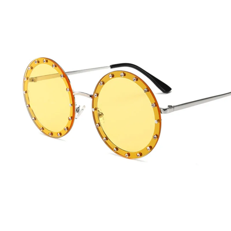 Vintažiniai apvalūs akiniai nuo saulės Moterys Prabangus Kalnų krištolas Metaliniai akiniai nuo saulės Ponios Klasikinės Rožinės Raudonos Retro Skaidrūs atspalviai Akiniai Vyrai UV400 Nuotrauka 4