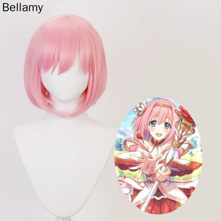 Anime Princess connect ReDive YUI Cosplay plaukų drabužiai Rožinis trumpas Cosplay perukas + perukas Nuotrauka 0