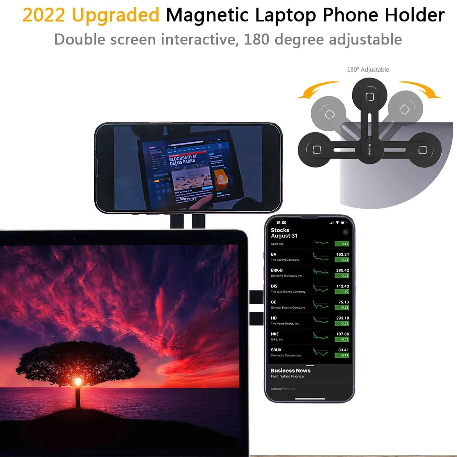 magnetinis nešiojamojo kompiuterio telefono laikiklis Magsafe telefono monitoriaus laikiklis, skirtas iPhone 14/13/12 Plus Pro Max 180 reguliuojamas Nuotrauka 0