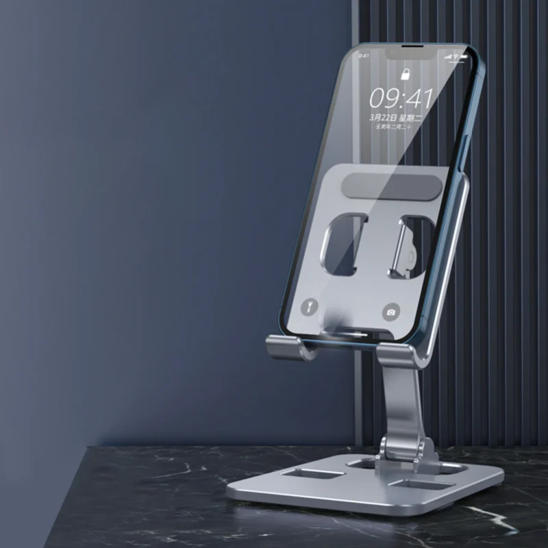 Aliuminio lydinio stalinis mobiliojo telefono stovas sulankstomas iPad planšetinis kompiuteris Palaikymas Mobiliojo telefono stalo laikiklis Tingus laikiklis išmaniojo telefono montavimui Nuotrauka 1