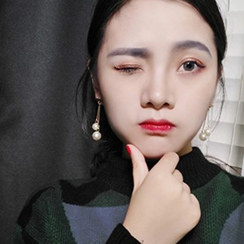 Korėjietiški vintažiniai auskarai Elegantiškos moteriškos moterys Ilgo lašo imitacija Perlų auskarų vakarėlis Laisvalaikio papuošalai Brincos Nuotrauka 4