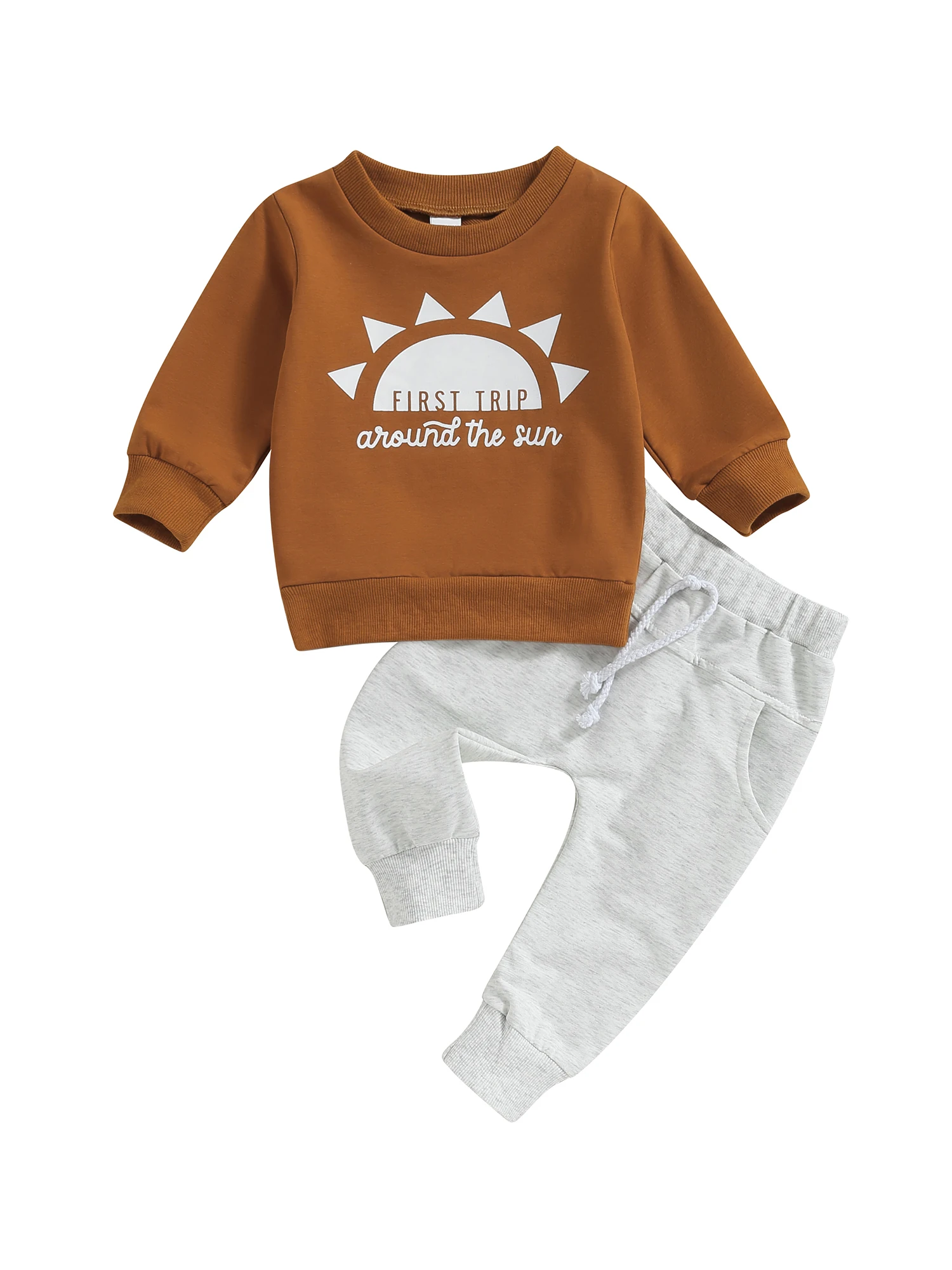 Baby Boys Rudens apranga Mieli gyvūnų rašto džemperiai su gobtuvu ir jogger kelnės 2 dalių drabužių komplektas Nuotrauka 5