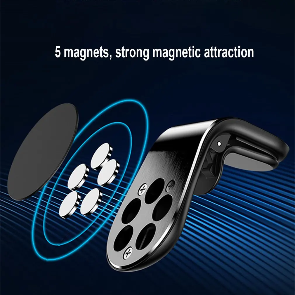 Universalus L tipo automobilinis mobiliųjų telefonų laikiklis Automatinis magnetinis palaikymas 360° sukimosi montavimo priedai Oro išleidimo stovas Xiaomi iPhone Nuotrauka 5