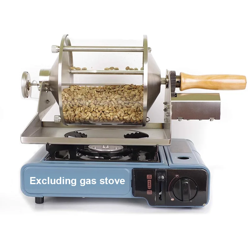 Profesionalus 400g dujų tipo kavos skrudintuvas su termometru Nerūdijančio plieno espreso kavos pupelių kepimo mašina Nuotrauka 2