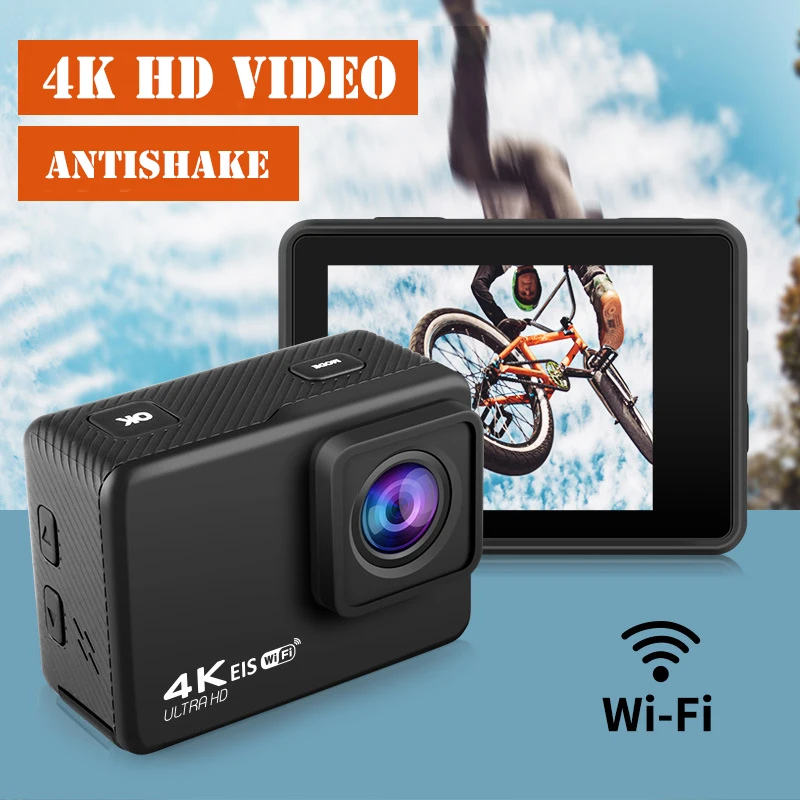 4K HD WIFI veiksmo kamera 60 kadrų per sekundę 170 laipsnių plačiakampė EIS povandeninė vandeniui atspari apsaugos nuo drebėjimo kamera Šalmas Go Sports Pro Vlog kamera Nuotrauka 0