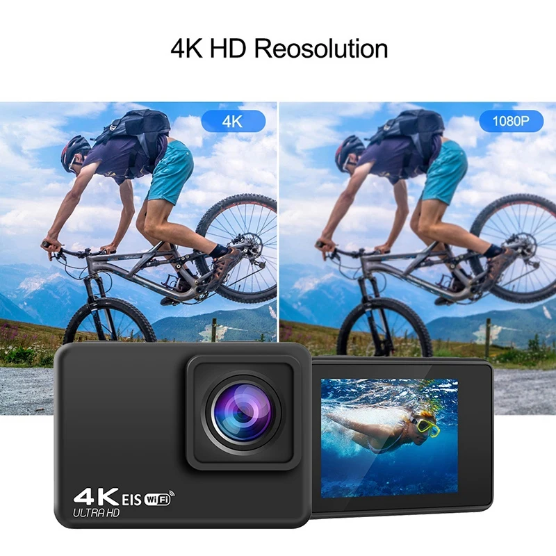 4K HD WIFI veiksmo kamera 60 kadrų per sekundę 170 laipsnių plačiakampė EIS povandeninė vandeniui atspari apsaugos nuo drebėjimo kamera Šalmas Go Sports Pro Vlog kamera Nuotrauka 5