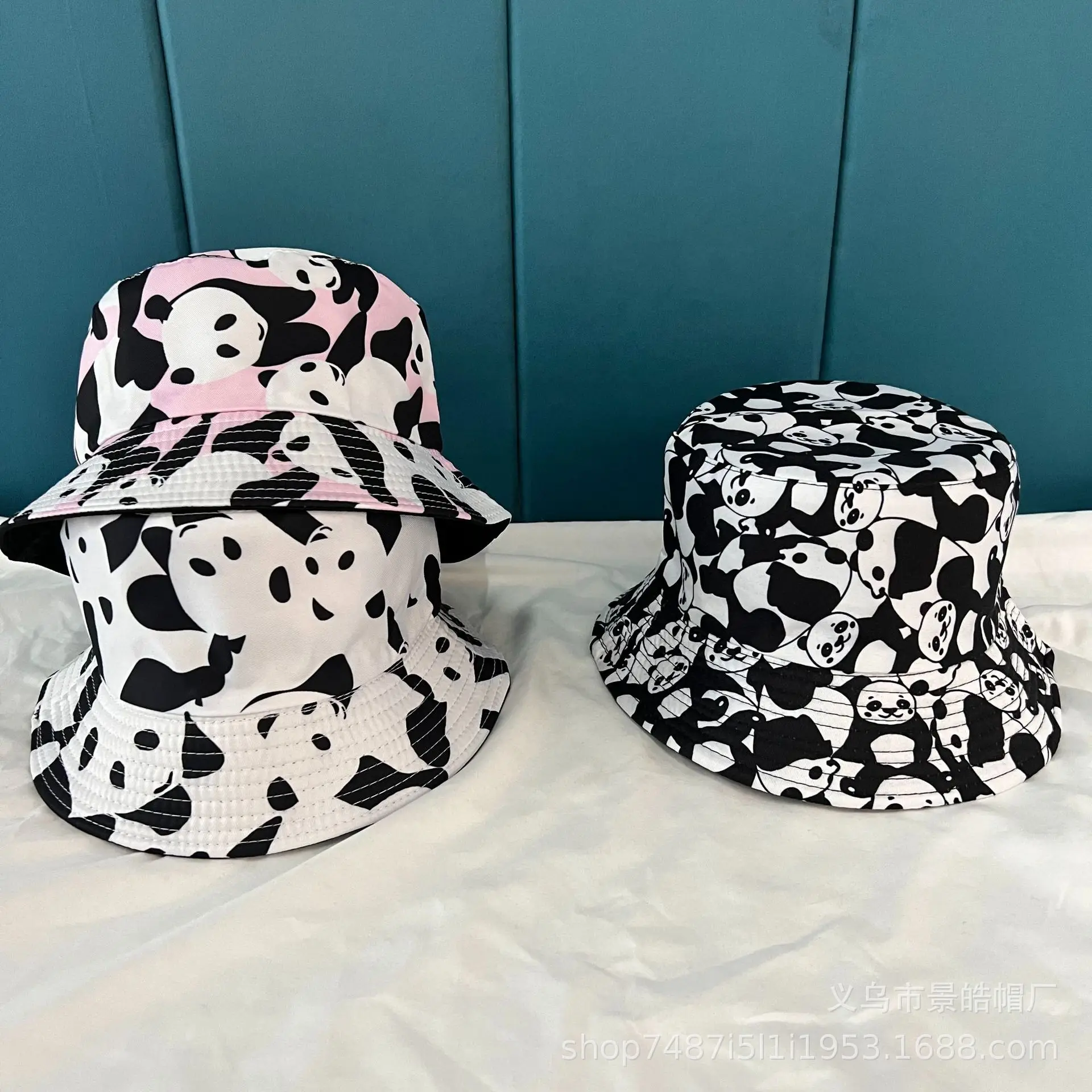 Cartoon Panda Print Fisherman Hat for Women Men Reversible Bucket Hat Casual Panama Hat Bob Hip Hop Cap Men Summer Sun Hats 2023 Nuotrauka 5