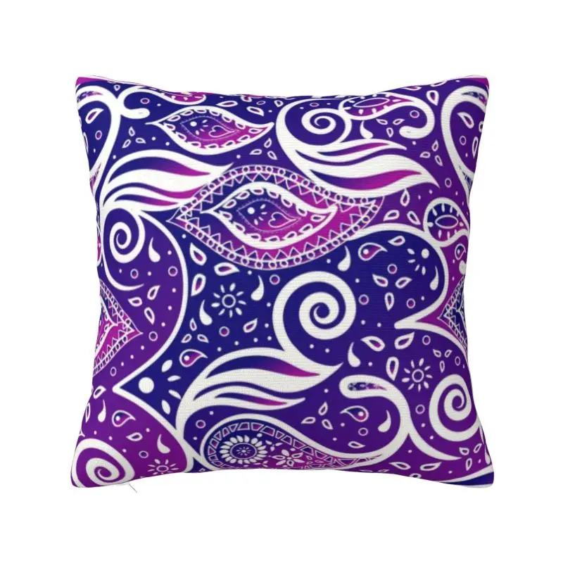 Custom Paisley Bohemian Breeze Art Pillow Cover Decoration 3D Double Side Printed Purple And Blue Cushion Cover for Car Nuotrauka 0