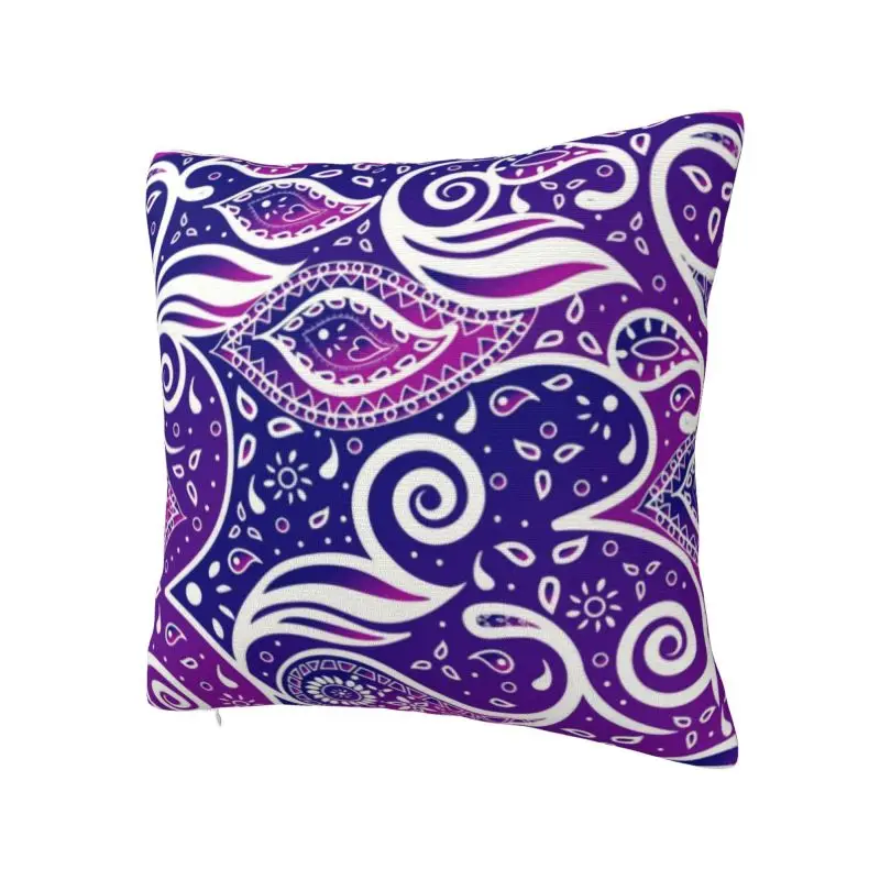 Custom Paisley Bohemian Breeze Art Pillow Cover Decoration 3D Double Side Printed Purple And Blue Cushion Cover for Car Nuotrauka 1