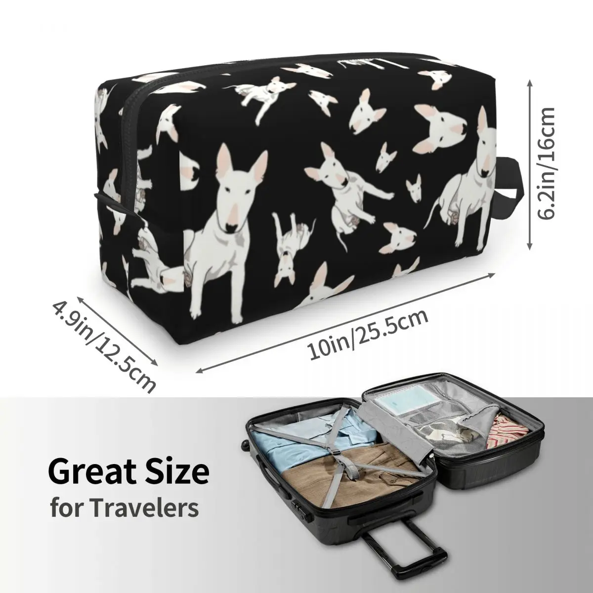 Travel David Bull Terrier Tualeto reikmenų krepšys Kawaii šunų gyvūnų kosmetikos makiažo organizatorius moterims Grožio saugojimo Dopp rinkinio dėklas Nuotrauka 3