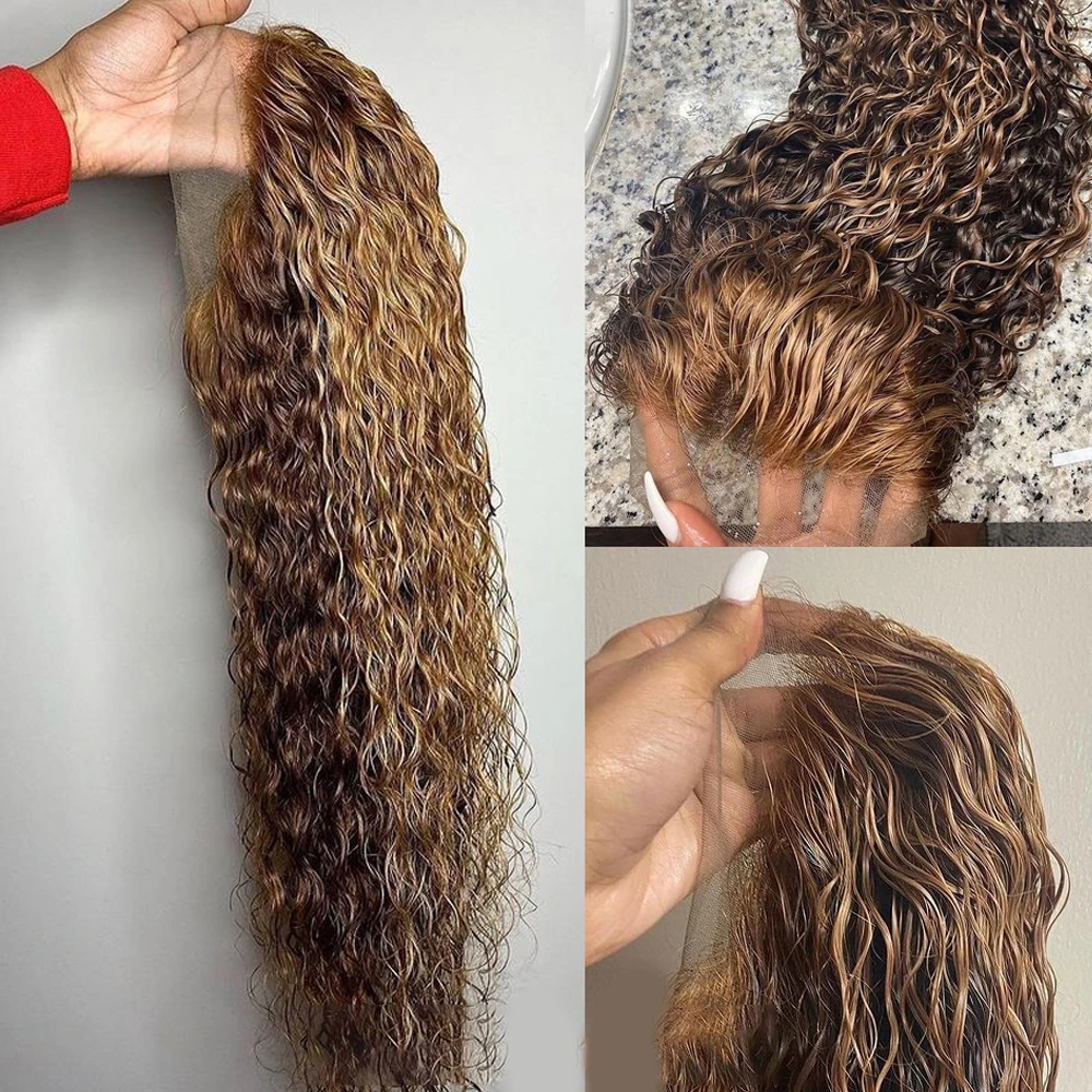 Klijai be garbanotų paryškinti perukai Žmogaus plaukai moterims 13x6 13x4 360 hd Skaidrus nėrinių priekinis perukas Iš anksto nupeštas 100% žmogaus plaukų perukas Nuotrauka 3