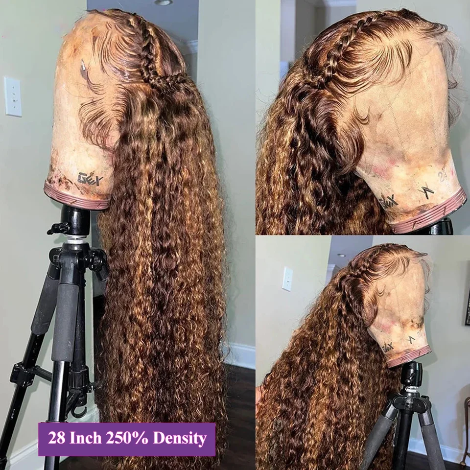 Klijai be garbanotų paryškinti perukai Žmogaus plaukai moterims 13x6 13x4 360 hd Skaidrus nėrinių priekinis perukas Iš anksto nupeštas 100% žmogaus plaukų perukas Nuotrauka 4