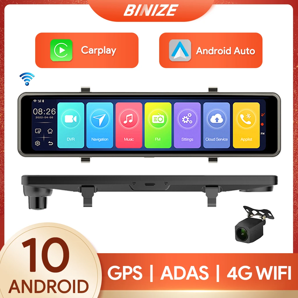 Binize 11.26 colių automobilio prietaisų skydelio įrašymo įrenginys Galinio vaizdo veidrodėlis Android 10.0 4G+64G Carplay Android Auto jutiklinis ekranas Nuotrauka 0