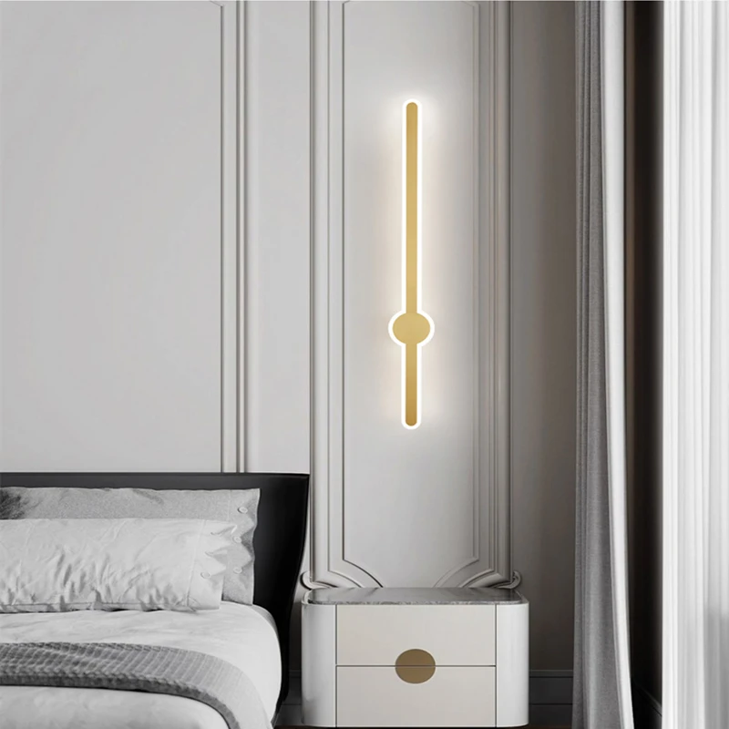 Modernus minimalistinis 3 spalvų jungiklis LED sieninis šviestuvas 62 82 102CM 220V 110V naktinis varinis ilgas sieninis šviestuvas Nordic Luxury Style Sconce Nuotrauka 0