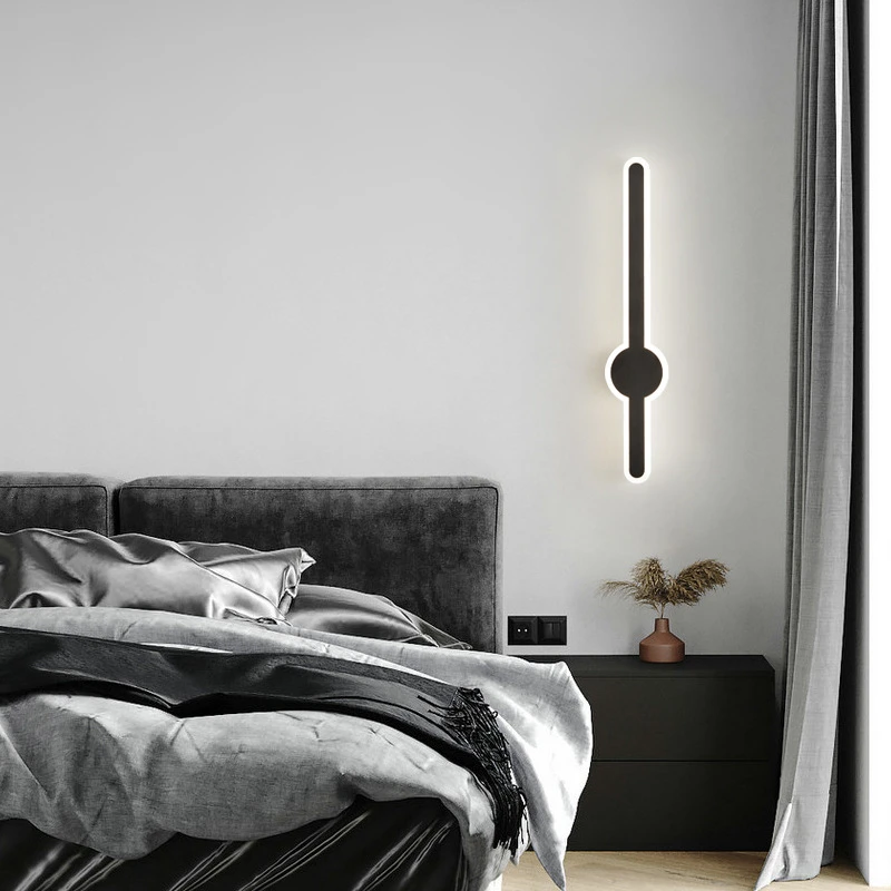 Modernus minimalistinis 3 spalvų jungiklis LED sieninis šviestuvas 62 82 102CM 220V 110V naktinis varinis ilgas sieninis šviestuvas Nordic Luxury Style Sconce Nuotrauka 4