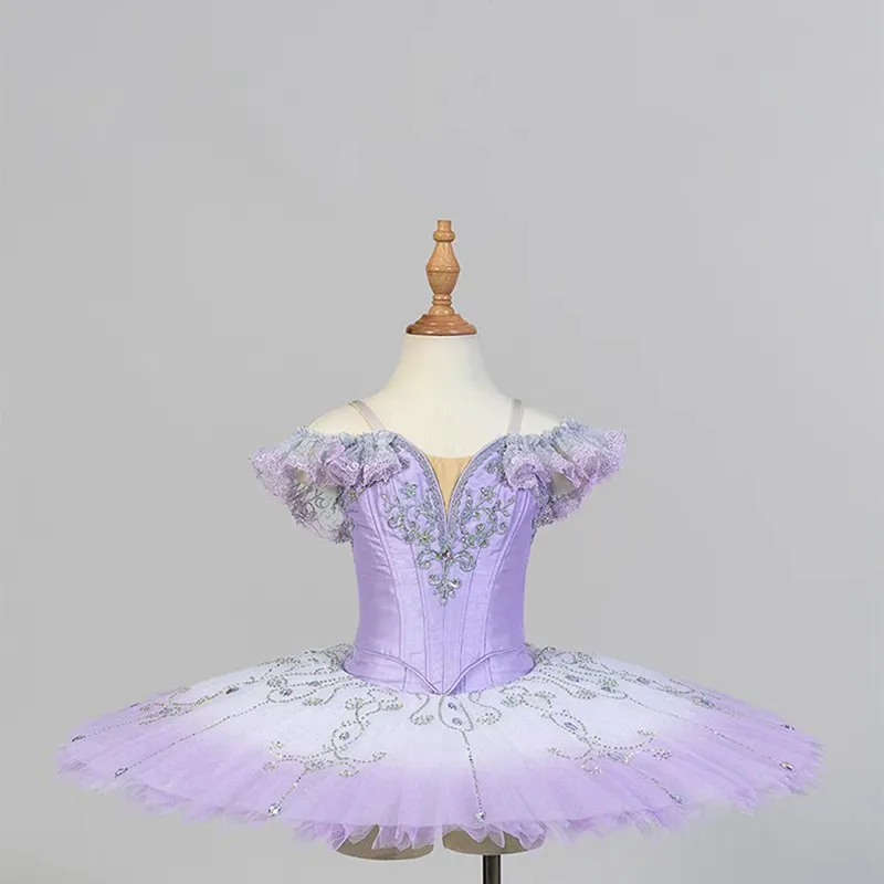 Naujas tutu vaikams Suaugusiųjų profesionalas Klasikinis blynų baleto kostiumas violetinis Nuotrauka 0