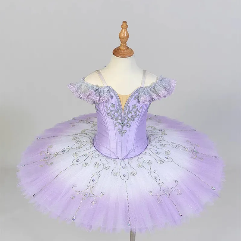 Naujas tutu vaikams Suaugusiųjų profesionalas Klasikinis blynų baleto kostiumas violetinis Nuotrauka 1