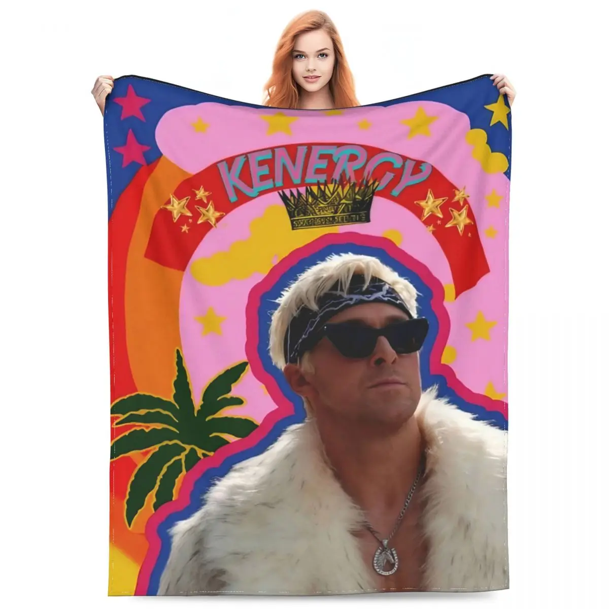 I Am Kenough Merchandise Blanket Fleece Home Cool Ryan Gosling Throw Blanket Cozy Super Warm for Couch Bedtiess Nuotrauka 0