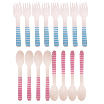 16vnt medinis mėlynas rožinis peilis šakutė šaukštas stalo indai su gimtadieniu vakarėlis kūdikio dušas šeimos iškylų vakarėlio dekoravimas