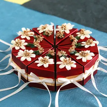 3Vnt Torto griežinėlio trikampio dovanų dėžutė Saldžios kūrybinės lanko saldainių dėžutės Gėlių šventinė rankų darbo dėžutė Vakarėlis