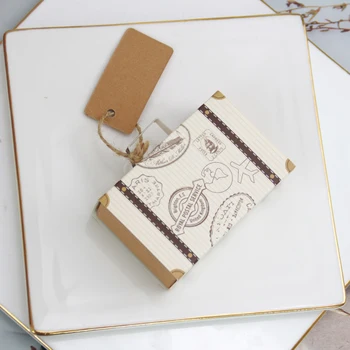 50vnt Mini lagaminas Favor Box Mini Rolling Travel Lagamino forma Saldainių dėžutė Palankiai vertina priėmimo dovaną vestuvių vakarėliui