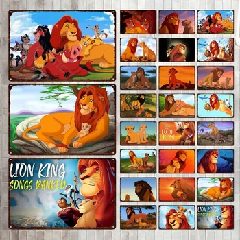 Disney animacinis filmas Alavo ženklas Liūto karaliaus metalinė plokštė Simba sienų lipdukai Metalinis plakatas Amerikos anime alavo plokštelė žmogaus urvo dekorui