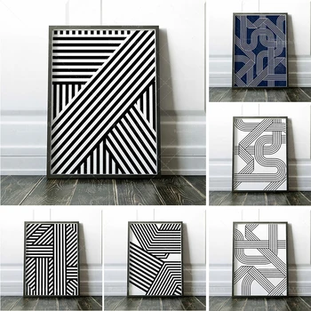 Geometrinė linija modernaus meno rinkinys, dekoratyvinis bohemiškas abstraktaus spausdinimo geometrinis meno rinkinys, minimalistinė meno siena, abstrakti geometrija