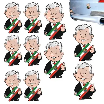 Juokingi buferio lipdukai Amlito Lopez Obrador AMLO lipdukas 10PCS Lipnus dekoras Lipnūs lipdukai Automobiliai Buferis Langas Nešiojamieji kompiuteriai Bagažas