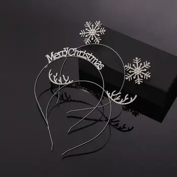 Krištolinė kalėdinė plaukų juosta Mada Snaigė Kalnų krištolas Plaukų ornamentas Briedžių ragai Linksmų Kalėdų galvos lankų moterys